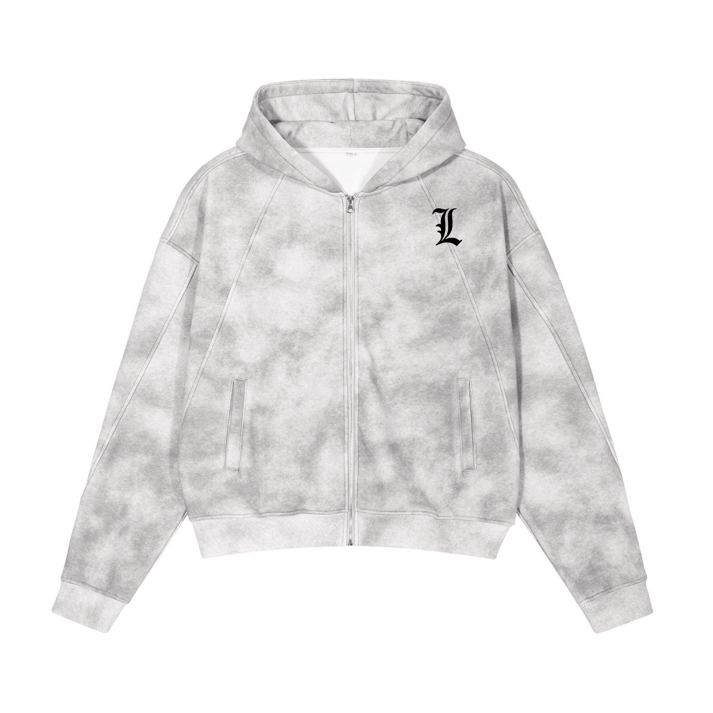 DeathNote L inspired Dirty Washed Boxy Zip-up Fleece Hoodie