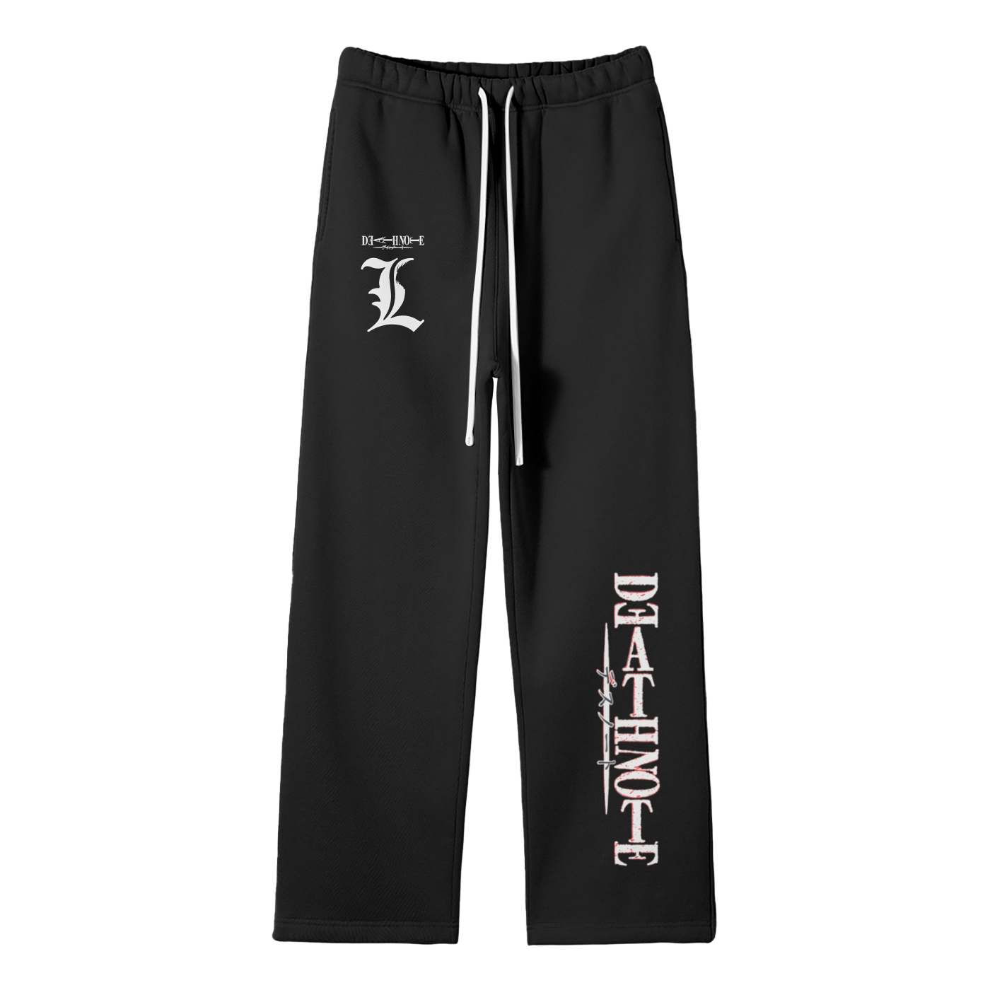 Deathnote L Streetwear Solid Color Fleece Straight Leg Pants