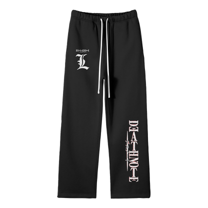 Deathnote L Streetwear Solid Color Fleece Straight Leg Pants